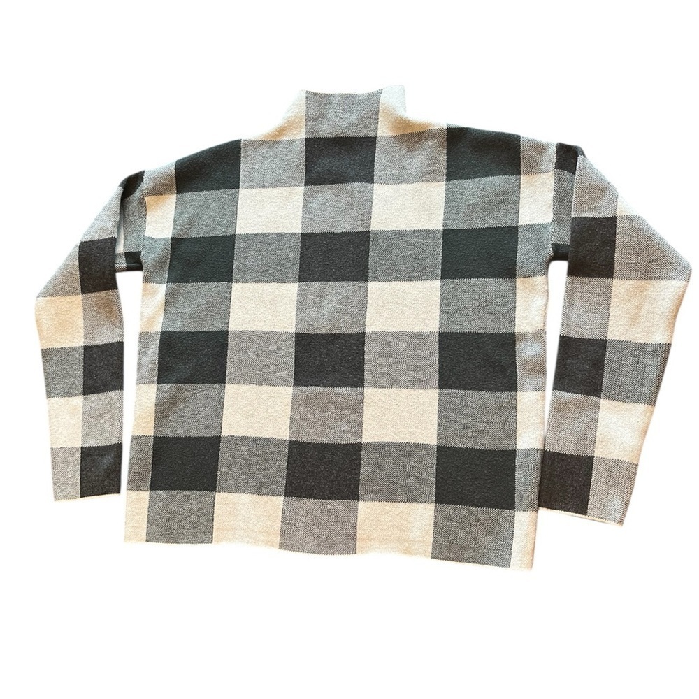 Tahari Mock Funnel Neck Checkered Green/Cream/Black Turtleneck Sweater Size S - Picture 8 of 15
